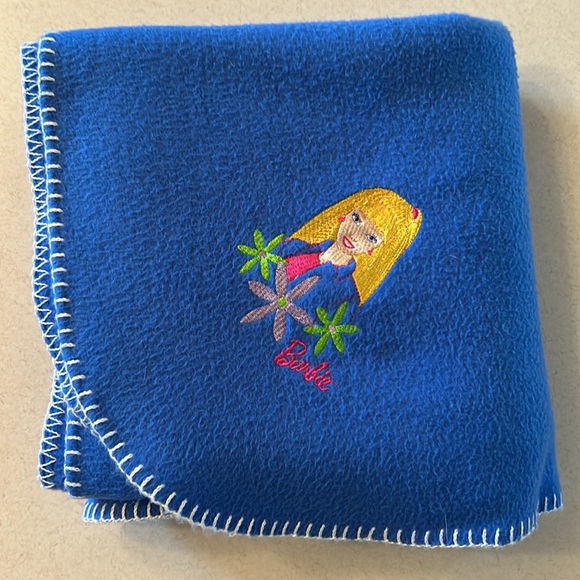 Barbie Other - Barbie 💕 Mattel Vintage Authentic Doll Blue Fleece Blanket 46”x63” GUC 💙🩵💕